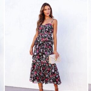 Kaycee Floral Tiered Midi Dress